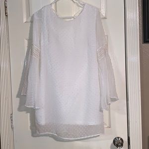 White Bell Sleeve Peekaboo back dress